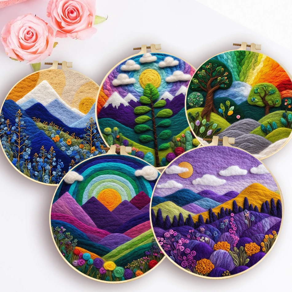 DIY Wool Felting Painting With Embroidery Kit Wool Needle Felt Set Tool Landscape Needle Wool Painting Picture For DIY Gift
DIY Wool Felting Painting With Embroidery Kit Wool Needle Felt Set Tool Landscape Needle Wool Painting Picture For DIY Gift