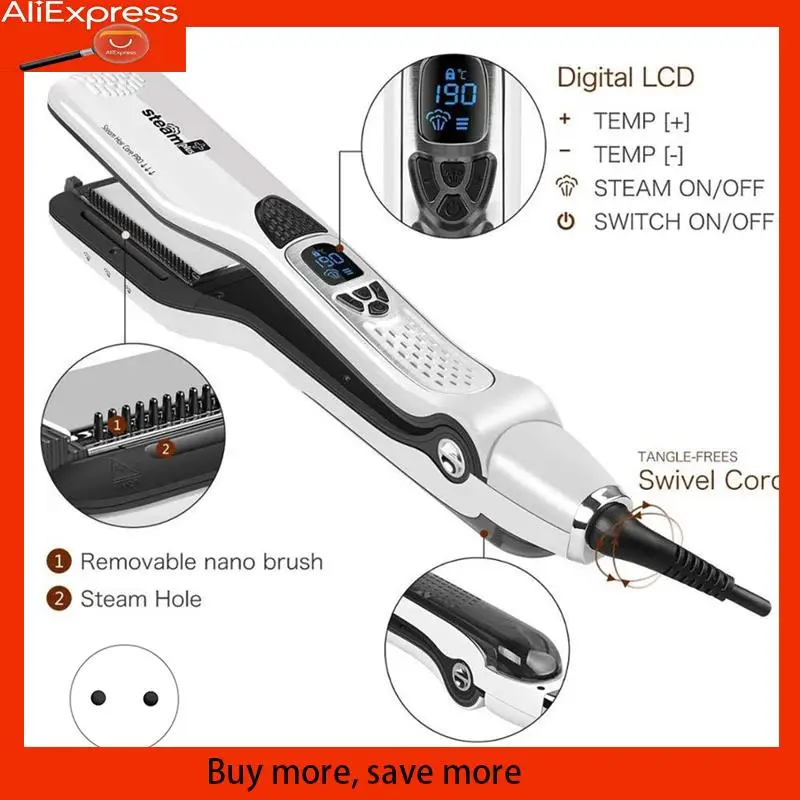 Professional Salon Steam Hair Straightener Nano Titanium Steam Flat Iron With Removable Comb EU Plug White
Professional Salon Steam Hair Straightener Nano Titanium Steam Flat Iron With Removable Comb EU Plug White