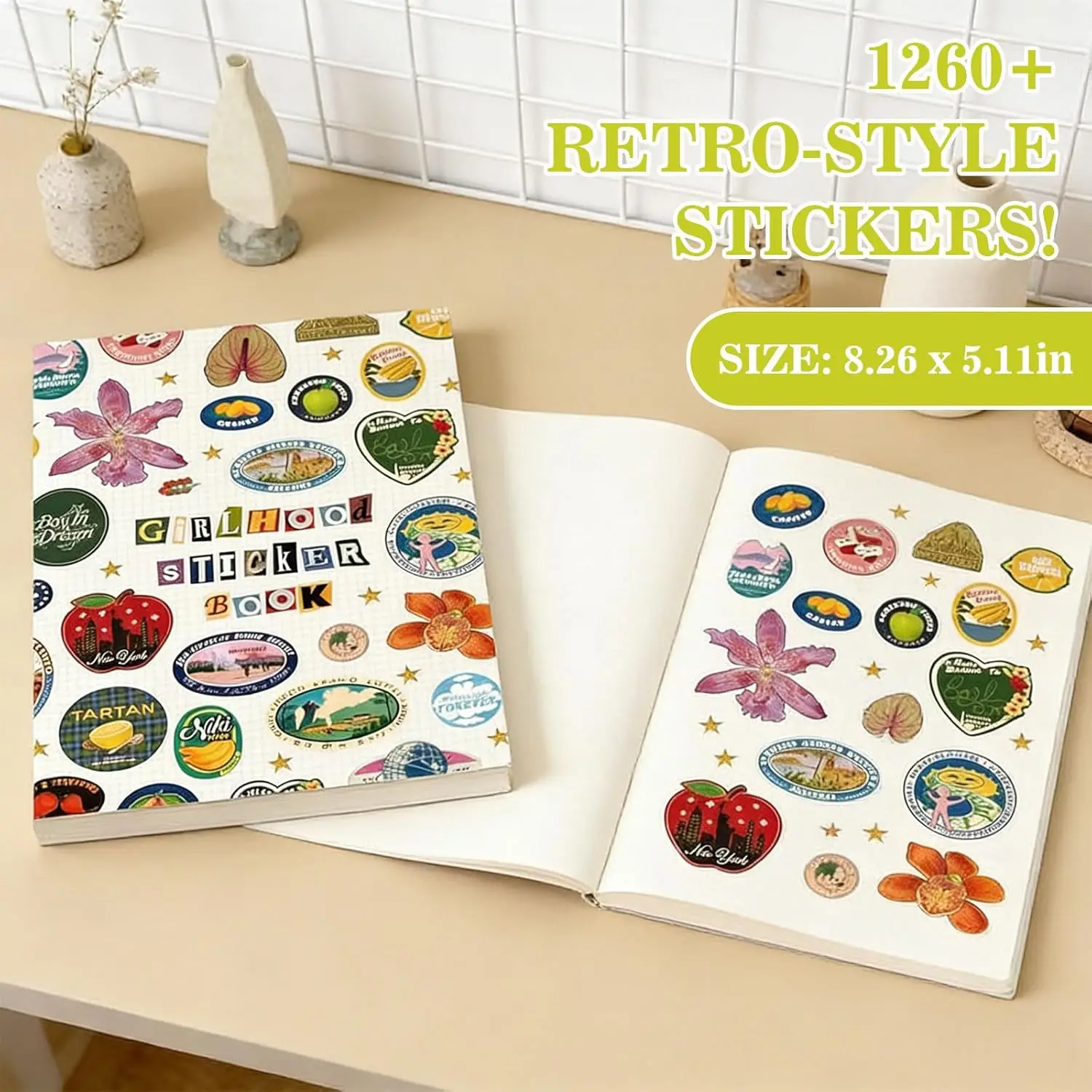 1Pcs Retro Sticker Collection Book, 1260+ Vintage Aesthetic Stickers for Journaling, Scrapbooking, Laptop & Water Bottle Decoration, Cute Colorful Stickers to Personalize Everyday Items
1Pcs Retro Sticker Collection Book, 1260+ Vintage Aesthetic Stickers for Journaling, Scrapbooking, Laptop & Water Bottle Decoration, Cute Colorful Stickers to Personalize Everyday Items