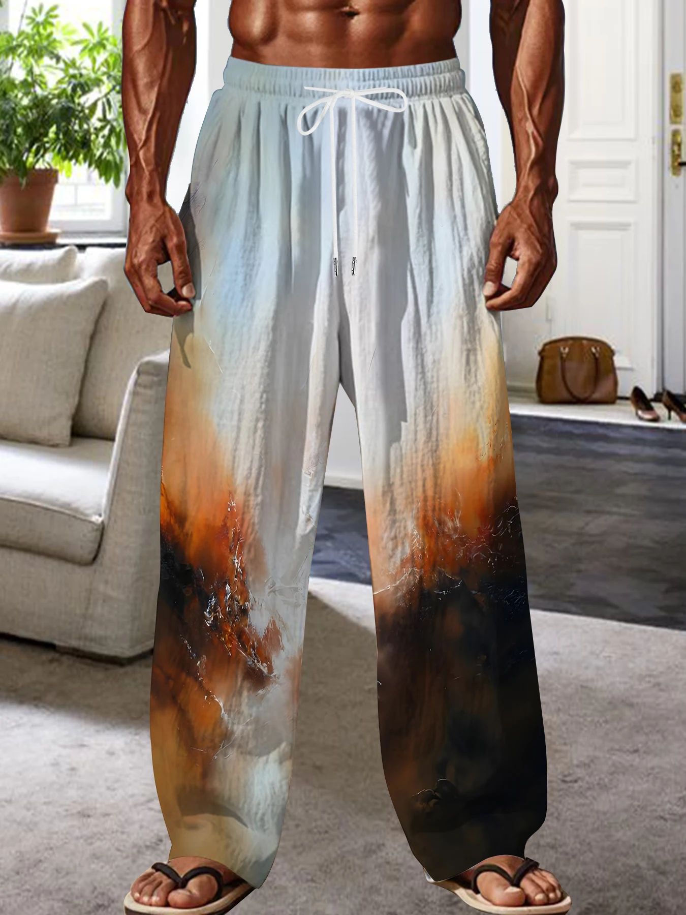 2026 Men's Printed Straight Leg Pants Abstract Art Red Black Pattern Drawstring Waist Loose Fit Casual Summer Beach Fashion
2026 Men's Printed Straight Leg Pants Abstract Art Red Black Pattern Drawstring Waist Loose Fit Casual Summer Beach Fashion