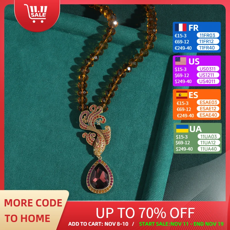 Vintage Purple Crystal Beaded Necklace Water Drop Pendan Jewelry For Woman Luxury High Quality Christmas 2025 Trends Accessories
Vintage Purple Crystal Beaded Necklace Water Drop Pendan Jewelry For Woman Luxury High Quality Christmas 2025 Trends Accessories