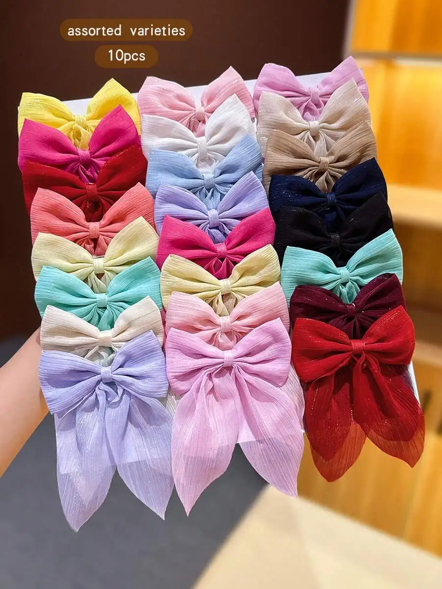 10pcs Assorted Color Bowknot Hair Clips For Women Sweet Style Hair Accessories Daily Use
10pcs Assorted Color Bowknot Hair Clips For Women Sweet Style Hair Accessories Daily Use