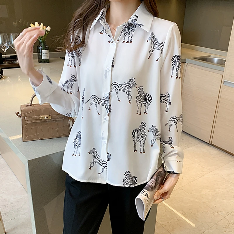 Fashion zebra print ladies shirts Women's Blouses 2021 Spring Autumn Long Sleeve Shirts Tops Blusas Mujer
Fashion zebra print ladies shirts Women's Blouses 2021 Spring Autumn Long Sleeve Shirts Tops Blusas Mujer