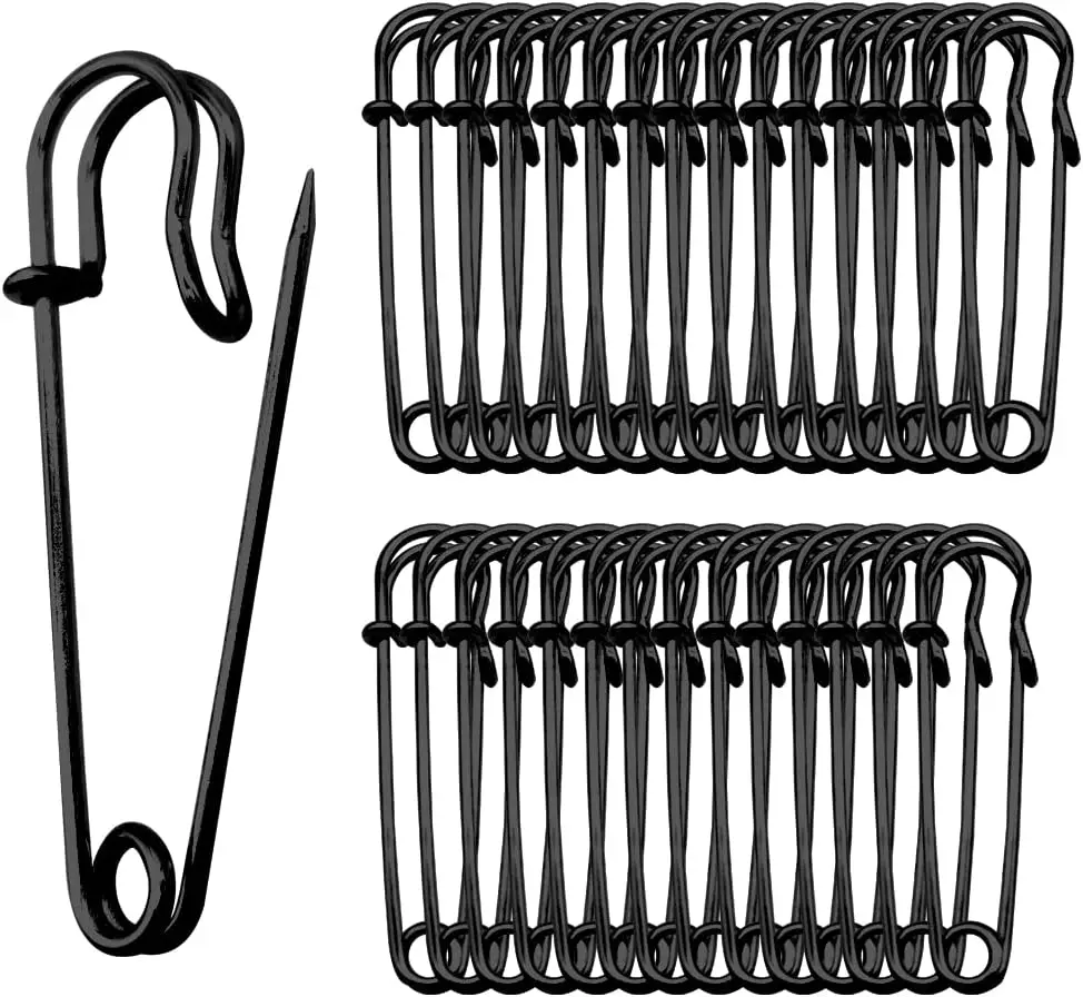 2 Inch Heavy Duty Safety Pins for Blankets, Crafts, Kilts - 30 Pack Black
2 Inch Heavy Duty Safety Pins for Blankets, Crafts, Kilts - 30 Pack Black