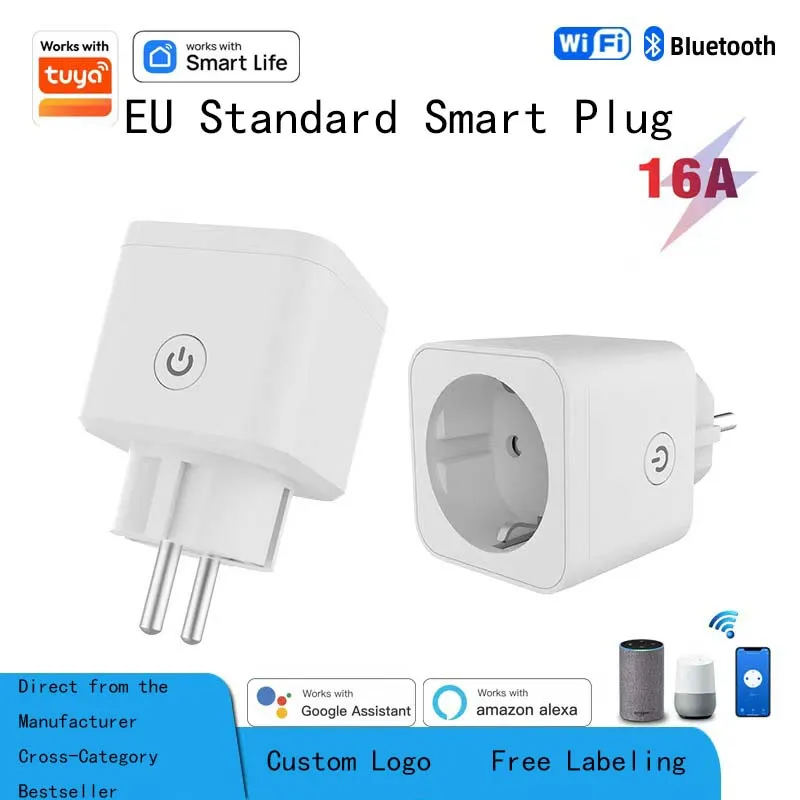 Tuya WiFi 16A EU Smart Socket Remote Timer Voice Control Power Plug Compatible with Alexa Google Home Smart Outlet
Tuya WiFi 16A EU Smart Socket Remote Timer Voice Control Power Plug Compatible with Alexa Google Home Smart Outlet