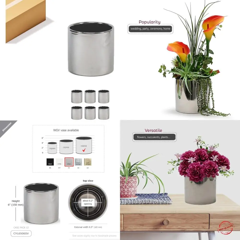 Ceramic Silver Cylinder Vase 6.5 Wide x 6 Tall - Ideal for Flower Arrangements, Candle Holders, Terrariums, and Storage Containe
Ceramic Silver Cylinder Vase 6.5 Wide x 6 Tall - Ideal for Flower Arrangements, Candle Holders, Terrariums, and Storage Containe