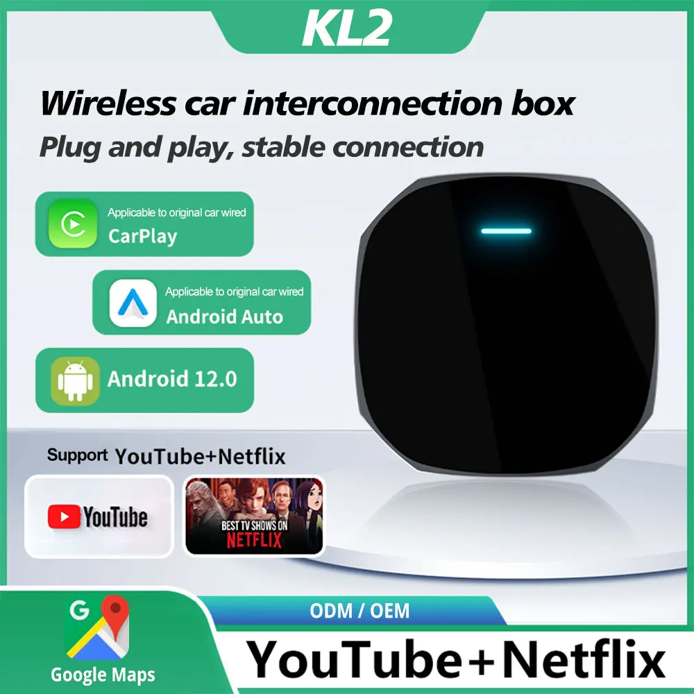 Wireless CarPlay Android Auto Box, Plug & Play Android 12 H618 2+16GB, YouTube Netflix Google Maps Adapter for Cars KL2
Wireless CarPlay Android Auto Box, Plug & Play Android 12 H618 2+16GB, YouTube Netflix Google Maps Adapter for Cars KL2