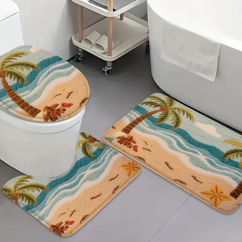 Ocean Theme Bathroom Set: Non-Slip Flannel Carpet for Toilet and Door, 3PCS U-Shaped Mats
Ocean Theme Bathroom Set: Non-Slip Flannel Carpet for Toilet and Door, 3PCS U-Shaped Mats