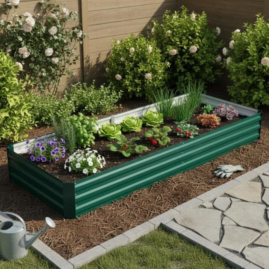 Metal Raised Garden Bed Planter Box Outdoor Planters for Growing Flowers, Herbs, Green, 241x90.5x30cm
Metal Raised Garden Bed Planter Box Outdoor Planters for Growing Flowers, Herbs, Green, 241x90.5x30cm