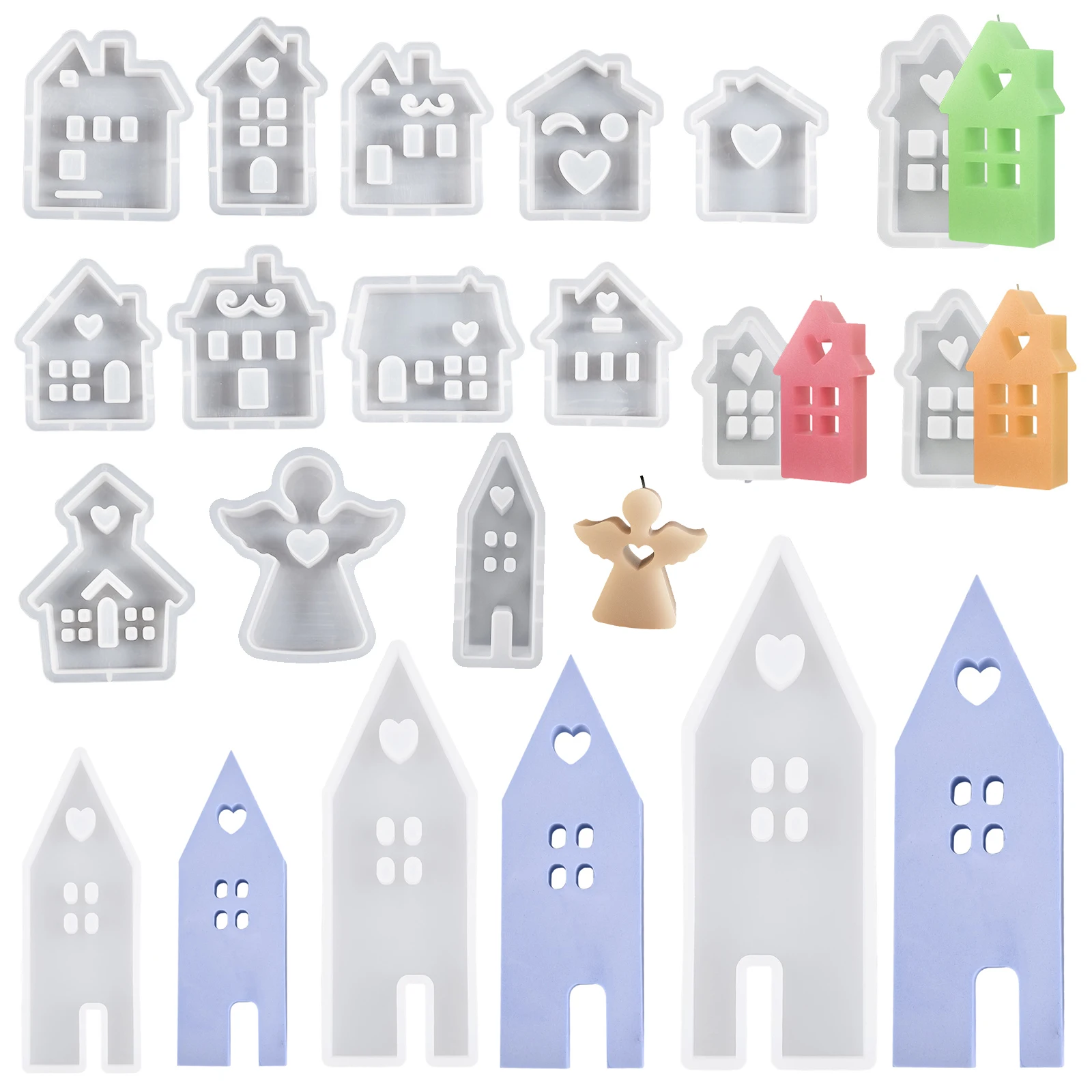 Силиконовая форма для свечей в форме дома, сделай сам, полая форма для украшения дома «любовь», эпоксидная смола, бетонные гипсовые формы, домашний декор, подарок ручной работы