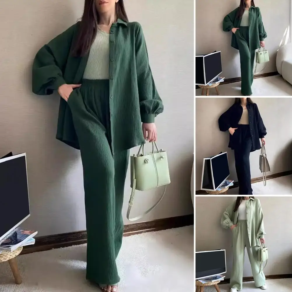 Women Casual Shirt Pants Set Women's Casual Sport Tracksuit Set with Loose Top Wide Leg Trousers 2 Piece Outfit with Turn-down
Women Casual Shirt Pants Set Women's Casual Sport Tracksuit Set with Loose Top Wide Leg Trousers 2 Piece Outfit with Turn-down