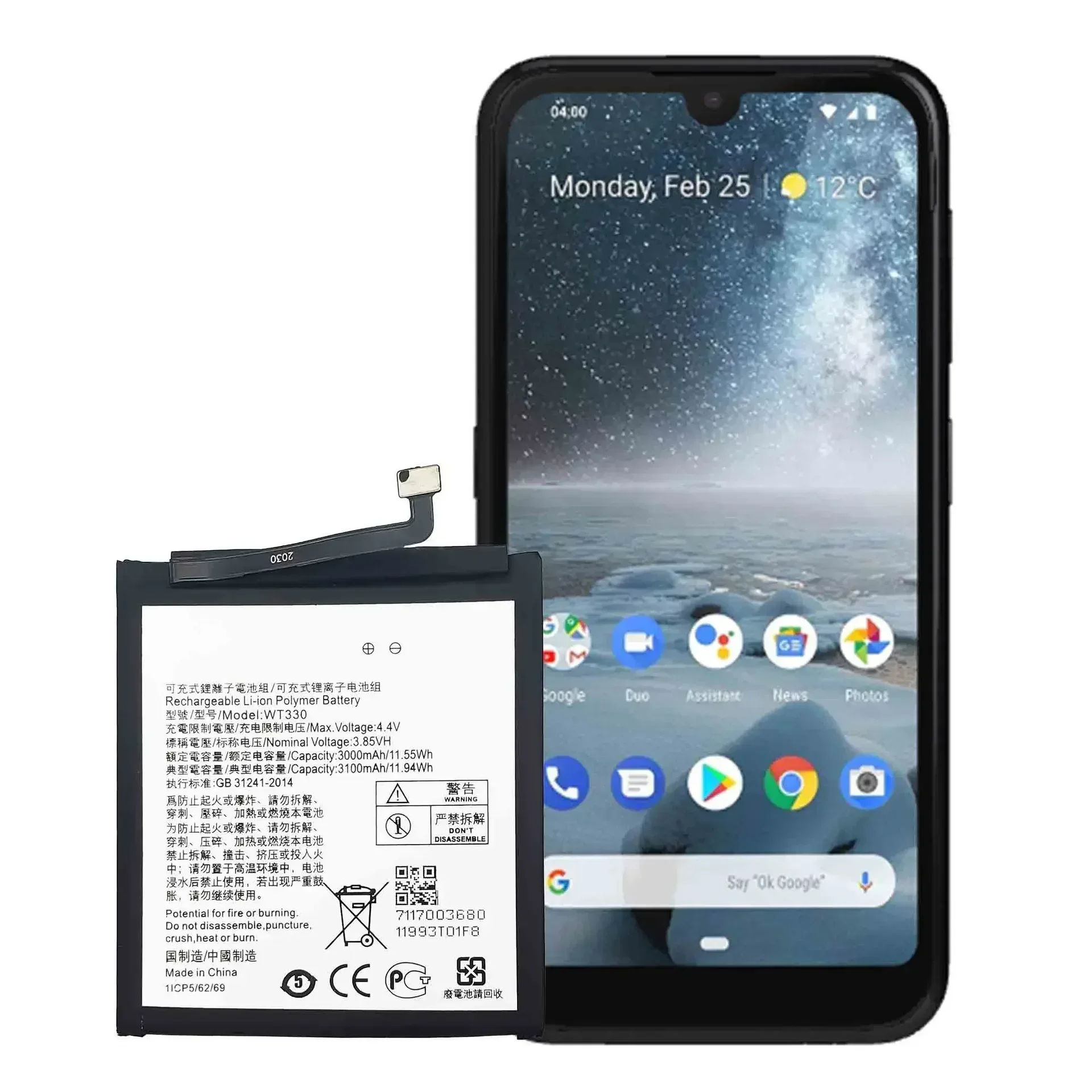WT330 Replacement Battery For Nokia 4.2 WT-330 TA-1184 TA133 TA-1149 TA-1150 TA-1157 TA-1152 Li-ion New Batteries
WT330 Replacement Battery For Nokia 4.2 WT-330 TA-1184 TA133 TA-1149 TA-1150 TA-1157 TA-1152 Li-ion New Batteries