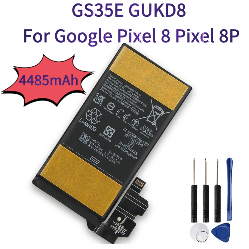 Phone Battery GS35E GUKD8 For Google Pixel 8 Pixel 8P Replacement With Tool 4485mAh 
Phone Battery GS35E GUKD8 For Google Pixel 8 Pixel 8P Replacement With Tool 4485mAh