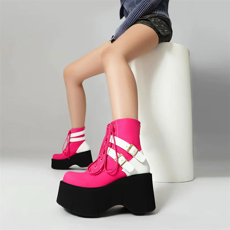 Punk Goth Belt Buckles Ankle Boots for Ladies Winter 2024 High Heel Platform Thick Bottom Botas Party Women Shoes Large Size 43
Punk Goth Belt Buckles Ankle Boots for Ladies Winter 2024 High Heel Platform Thick Bottom Botas Party Women Shoes Large Size 43