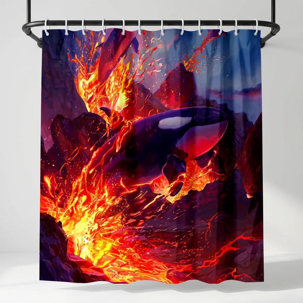 Занавеска для душа с изображением косатки и вулканической лавы, фантастический сюжет: косатка прыгает сквозь огонь, драматичный эпический художественный декор для ванной комнаты
Занавеска для душа с изображением косатки и вулканической лавы, фантастический сюжет: косатка прыгает сквозь огонь, драматичный эпический художественный декор для ванной комнаты