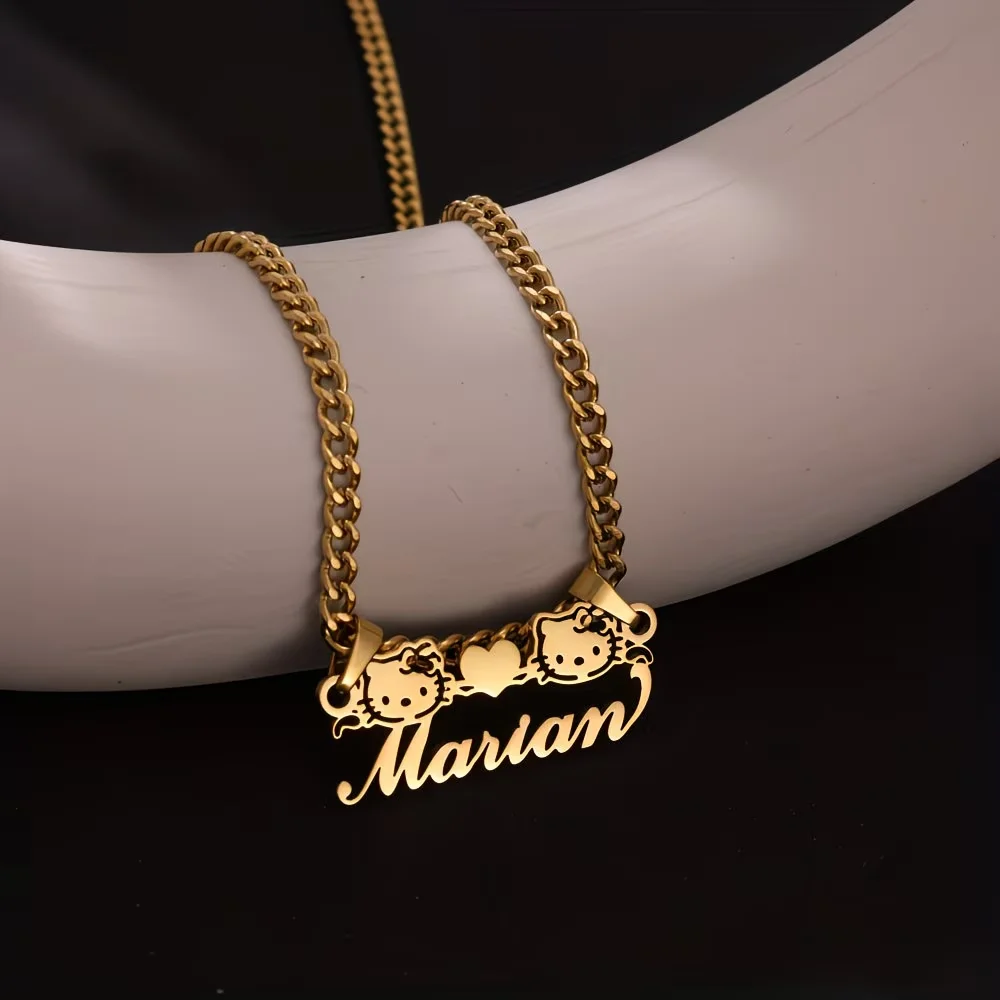 Custom Hello Kitty Name Necklace Elegant Fashion Double Kitty & Heart Pendant Cuban Chain Personalized Jewelry For Sanrio Fans
Custom Hello Kitty Name Necklace Elegant Fashion Double Kitty & Heart Pendant Cuban Chain Personalized Jewelry For Sanrio Fans
