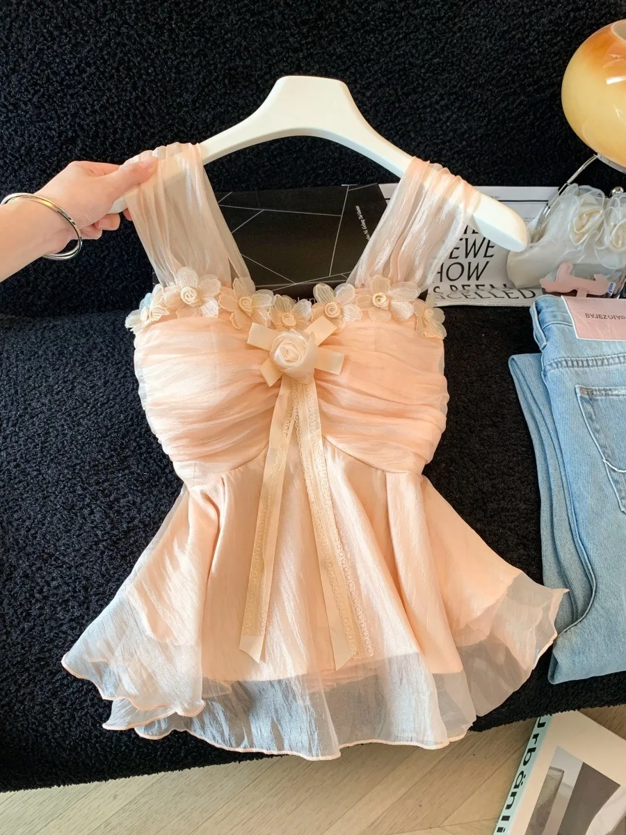 Sweet Style Sleeveless One-Shoulder Waist-Cinching Strap Vest Women's Summer Outerwear Casual City Walk Floral Print Top
Sweet Style Sleeveless One-Shoulder Waist-Cinching Strap Vest Women's Summer Outerwear Casual City Walk Floral Print Top
