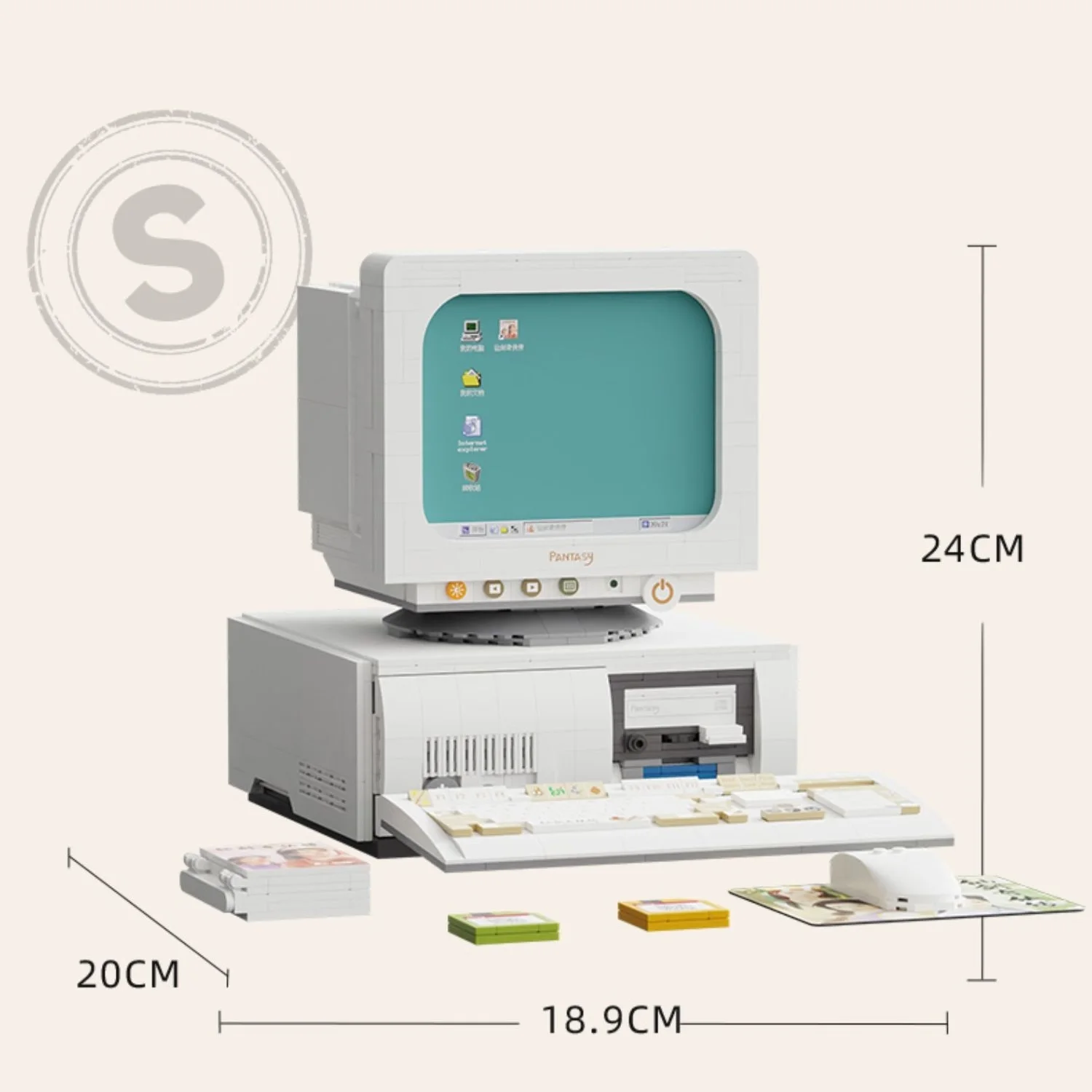 Classics Old-fashioned PC Computer With CRT Display Screen Building Blocks Action Model Toys
Classics Old-fashioned PC Computer With CRT Display Screen Building Blocks Action Model Toys
