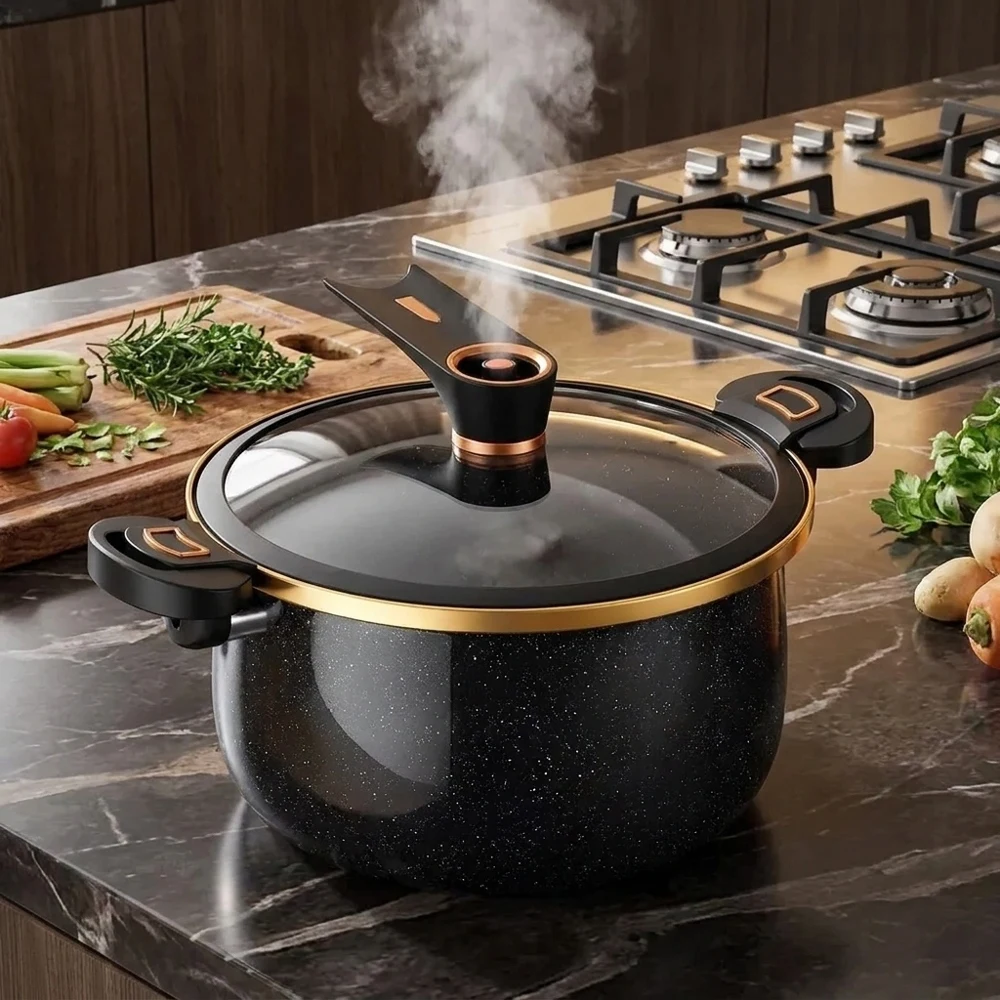 1.85 Gallon Large Capacity Multi-Functional Non-Stick Pot See-Through Glass Lid With Silicone Rim Heat-Resistant Handles Inducti
1.85 Gallon Large Capacity Multi-Functional Non-Stick Pot See-Through Glass Lid With Silicone Rim Heat-Resistant Handles Inducti