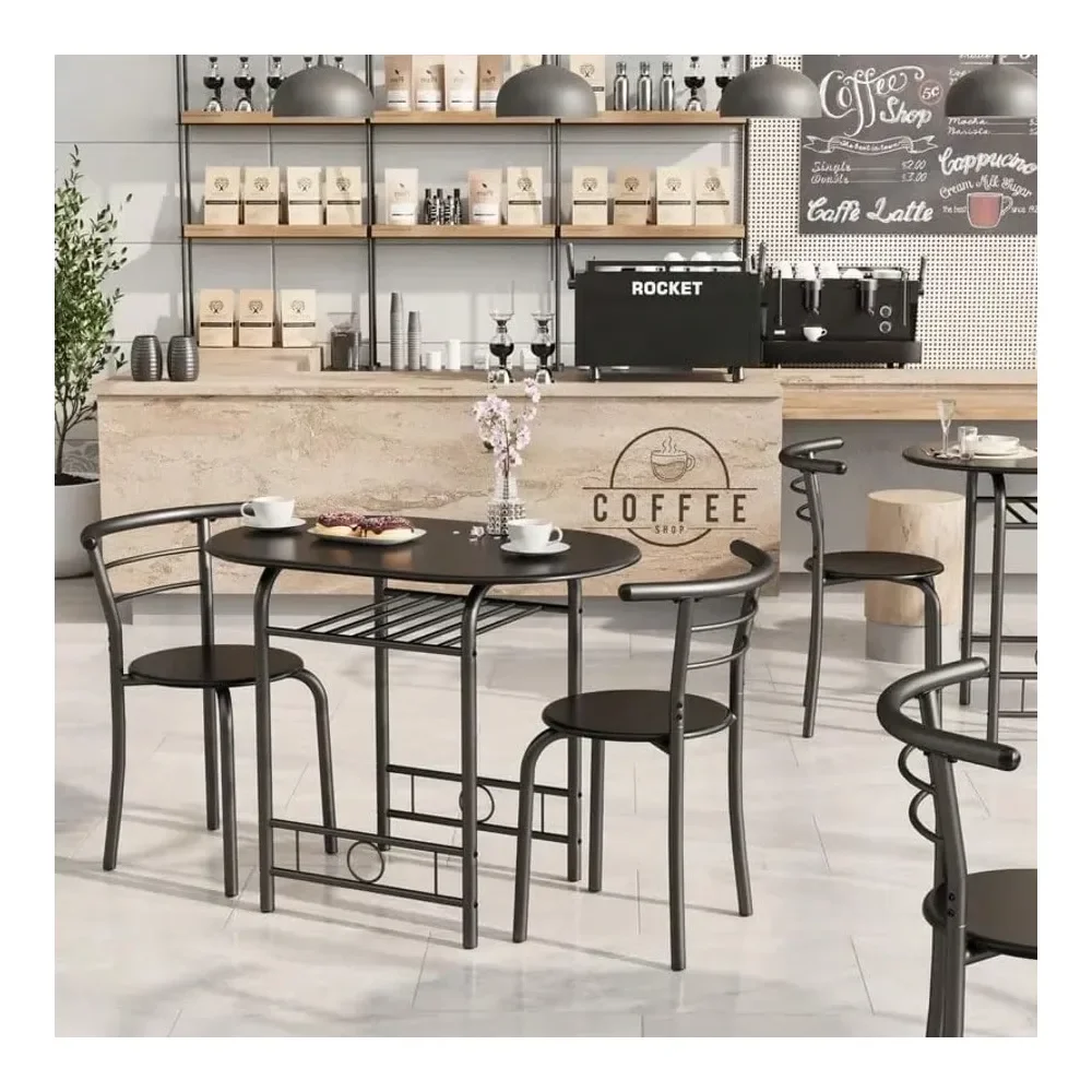 Wooden Dining Table Set, Kitchen Breakfast Nook Sets With 2 Chairs Round Tabletop, Space Saving Furniture Metal Frame And Built
Wooden Dining Table Set, Kitchen Breakfast Nook Sets With 2 Chairs Round Tabletop, Space Saving Furniture Metal Frame And Built