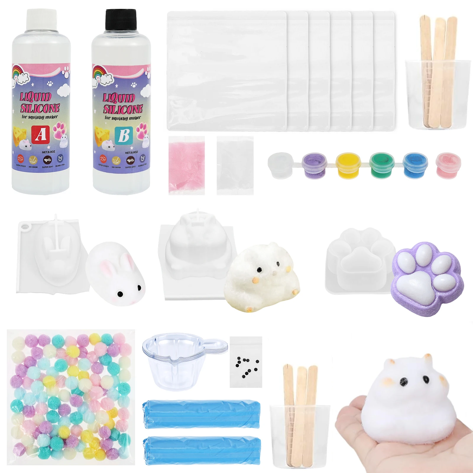 DIY Taba Squishy Kit Set Liquid Gel, Liquid Silicone Squishy Making Kit Perfect Kawaii Taba Squishy Cat Claw Cartoon Characters
DIY Taba Squishy Kit Set Liquid Gel, Liquid Silicone Squishy Making Kit Perfect Kawaii Taba Squishy Cat Claw Cartoon Characters