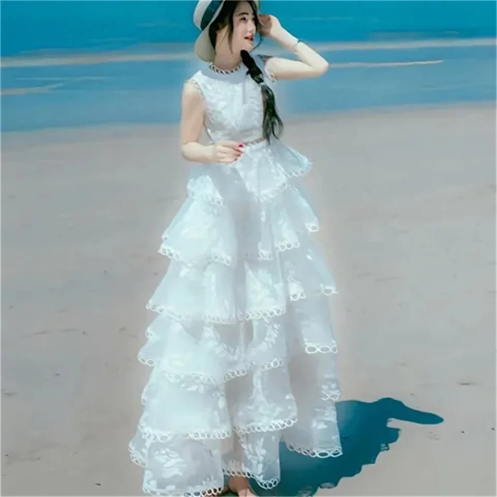 Eugansha Lace Embroidered Hollow Dress For Female Student Summer Dress White Fairy Fluffy Cake Dress Vacation Long Dress Female
Eugansha Lace Embroidered Hollow Dress For Female Student Summer Dress White Fairy Fluffy Cake Dress Vacation Long Dress Female
