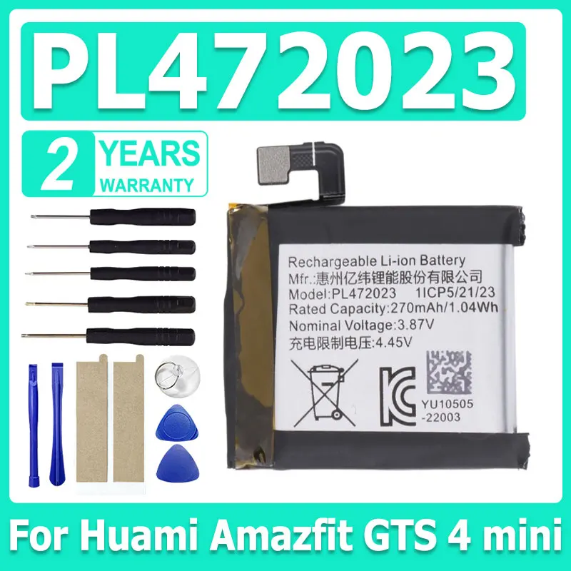 270mAh PL472023 Replacement Battery For Huami Amazfit GTS 4 Mini Watch Bateria + Free Tools
270mAh PL472023 Replacement Battery For Huami Amazfit GTS 4 Mini Watch Bateria + Free Tools
