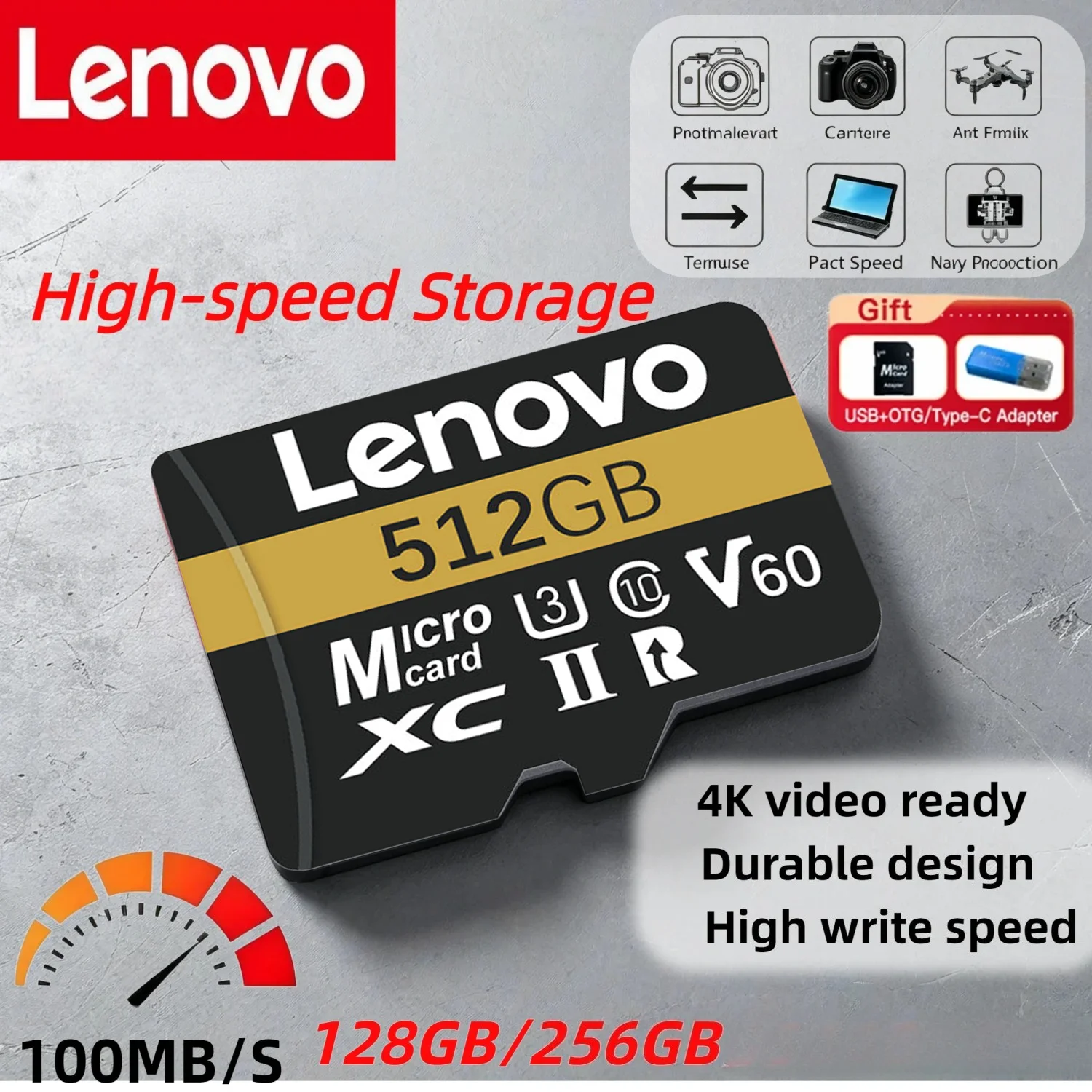 Lenovo Micro TF SD Card Memory Card High Speed Flash Card C10 U3 A2 Support UAV Phone Nintendo Switch 128GB 256GB 512GB TF Card
Lenovo Micro TF SD Card Memory Card High Speed Flash Card C10 U3 A2 Support UAV Phone Nintendo Switch 128GB 256GB 512GB TF Card
