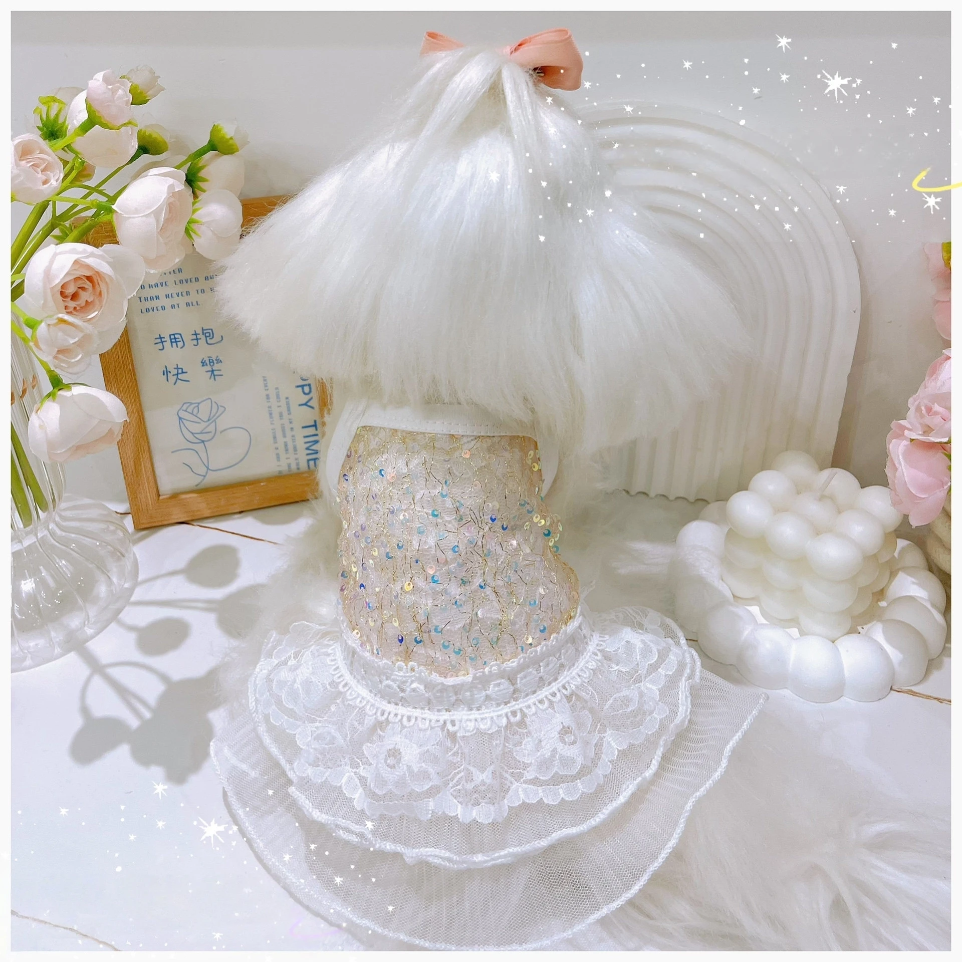 Small Dog Dress for Summer, Breathable Sleeveless Lace and Sequins Gown for Maltese Toy Poodle Bichon
Small Dog Dress for Summer, Breathable Sleeveless Lace and Sequins Gown for Maltese Toy Poodle Bichon