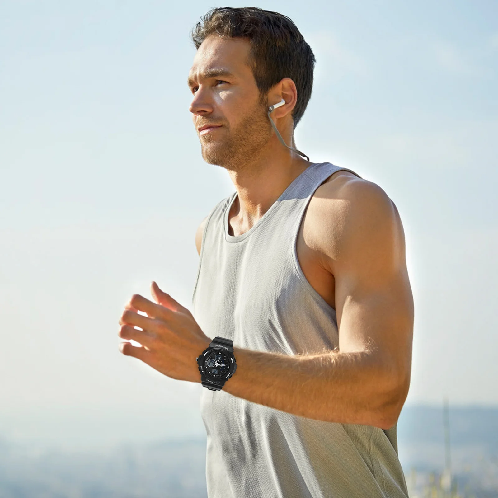 Black Men's Dual Time Sports Watch LED Digital Quartz Multi-Function Stopwatch Alarm El Backlight 30M Water Resistant Rubber
Black Men's Dual Time Sports Watch LED Digital Quartz Multi-Function Stopwatch Alarm El Backlight 30M Water Resistant Rubber