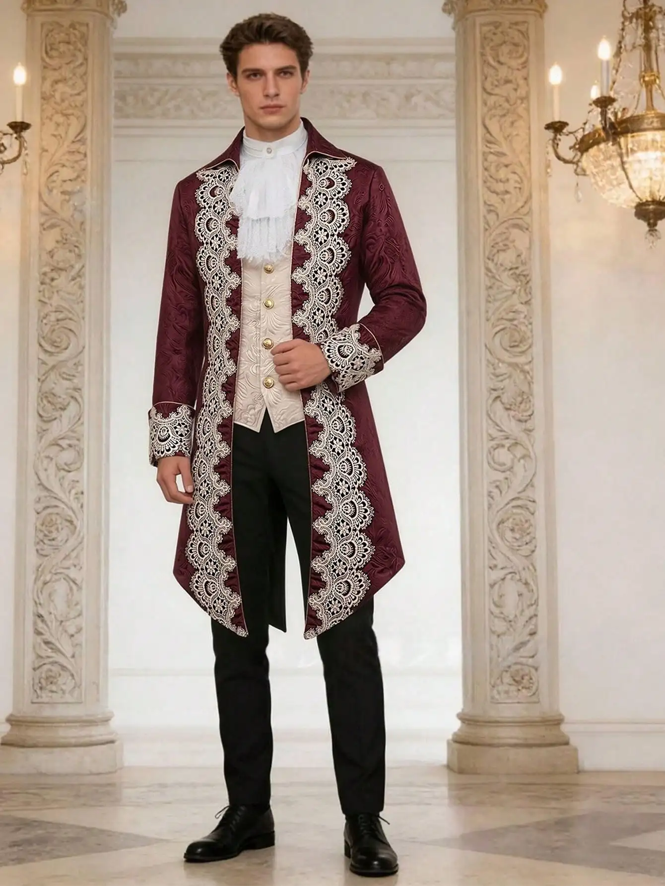 Men's Steampunk Medieval Tuxedo, Gothic Victorian Frock Coat Uniform, Long Length
Men's Steampunk Medieval Tuxedo, Gothic Victorian Frock Coat Uniform, Long Length