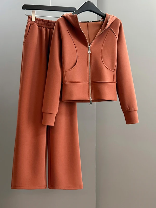 Casual Sportswear Set Women's Spring High Waist Wide Leg Pants Short Hoodie Two Piece Set Fashionable Street Style Compact Size
Casual Sportswear Set Women's Spring High Waist Wide Leg Pants Short Hoodie Two Piece Set Fashionable Street Style Compact Size