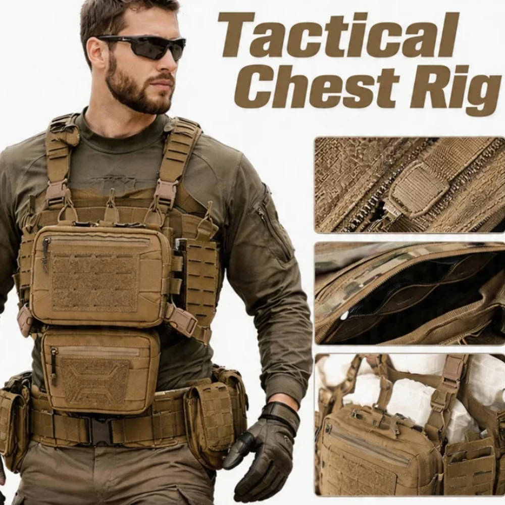 Adjustable Tactical Chest Rig Vest Quick Release Molle System with Detachable Pouches for Hunting Airsoft Training Outdoor Sport
Adjustable Tactical Chest Rig Vest Quick Release Molle System with Detachable Pouches for Hunting Airsoft Training Outdoor Sport