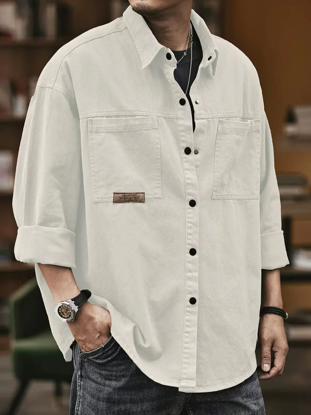 Мужская свободная повседневная рубашка-поло American Sle Heavyweight Khaki Workwear для весны и осени, модный бренд
Мужская свободная повседневная рубашка-поло American Sle Heavyweight Khaki Workwear для весны и осени, модный бренд