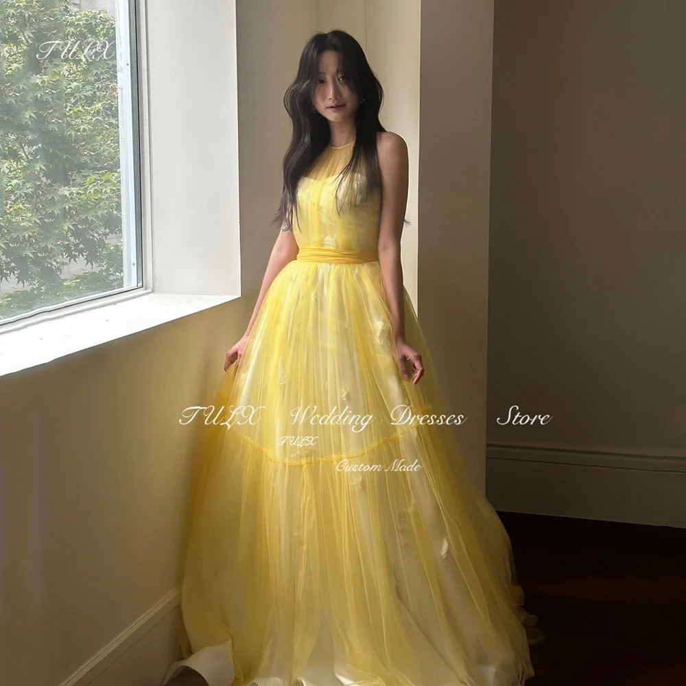 TULX Fairy Tulle Yellow Korea Wedding Photo Shoot Dresses A Line O Neck Sleeveless Evening Dress Custom Size Party Dress 2025
TULX Fairy Tulle Yellow Korea Wedding Photo Shoot Dresses A Line O Neck Sleeveless Evening Dress Custom Size Party Dress 2025
