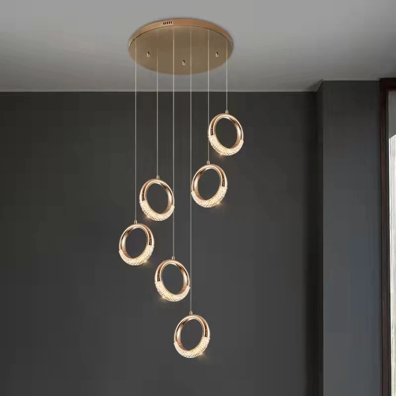 Revolving Staircase Long Pendant Lamps Postmodern Light Luxury Living Room Creative Ring Villa Duplex Dining Room Lighting
Revolving Staircase Long Pendant Lamps Postmodern Light Luxury Living Room Creative Ring Villa Duplex Dining Room Lighting