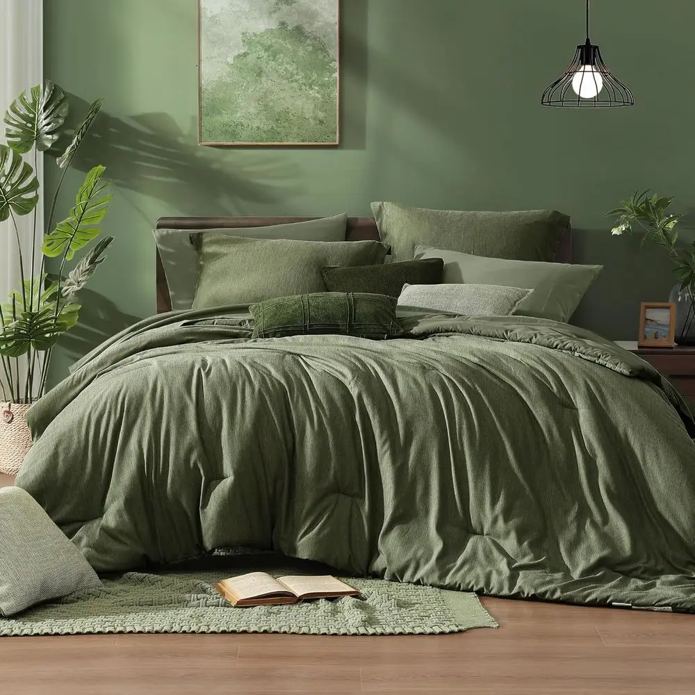 Olive Green 7-Piece Cationic Dyeing Queen Bedding Set with Comforter, Sheets, Pillowcases, and Shams
Olive Green 7-Piece Cationic Dyeing Queen Bedding Set with Comforter, Sheets, Pillowcases, and Shams