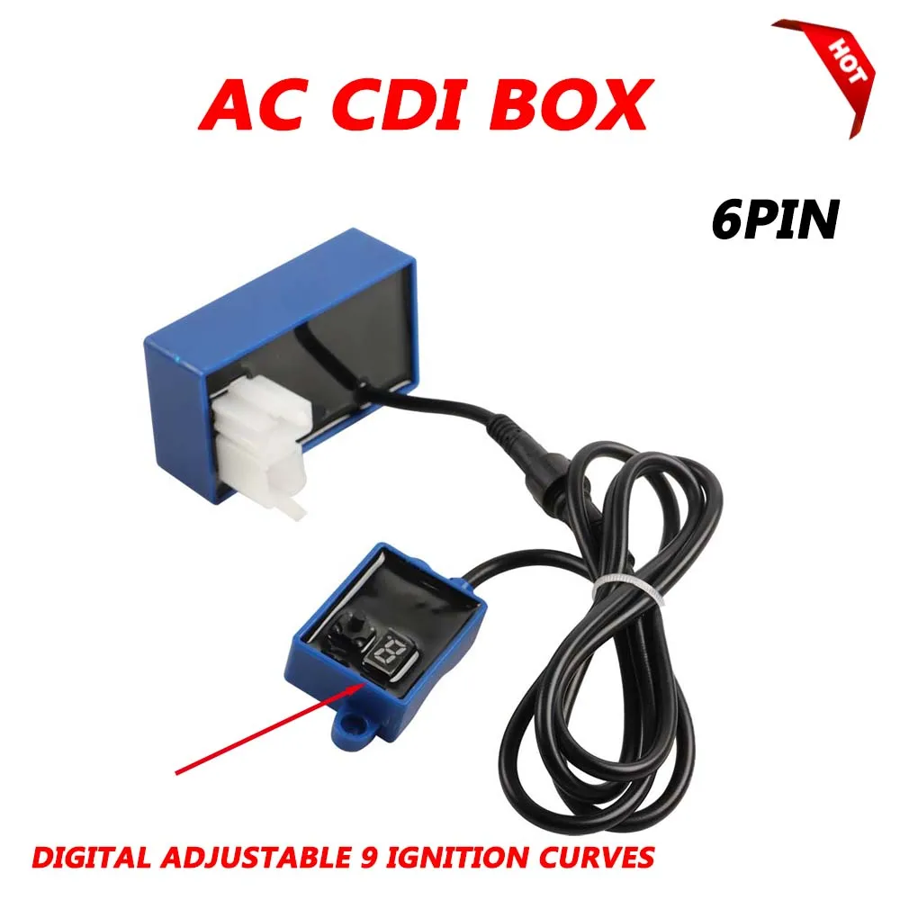 For AKT125 RX125 FT125 FT150 CG125 FT150 RX150 SBR150 6PIN AC CDI Box 9 Ignition Curves Digital Adjustable High Performance
For AKT125 RX125 FT125 FT150 CG125 FT150 RX150 SBR150 6PIN AC CDI Box 9 Ignition Curves Digital Adjustable High Performance