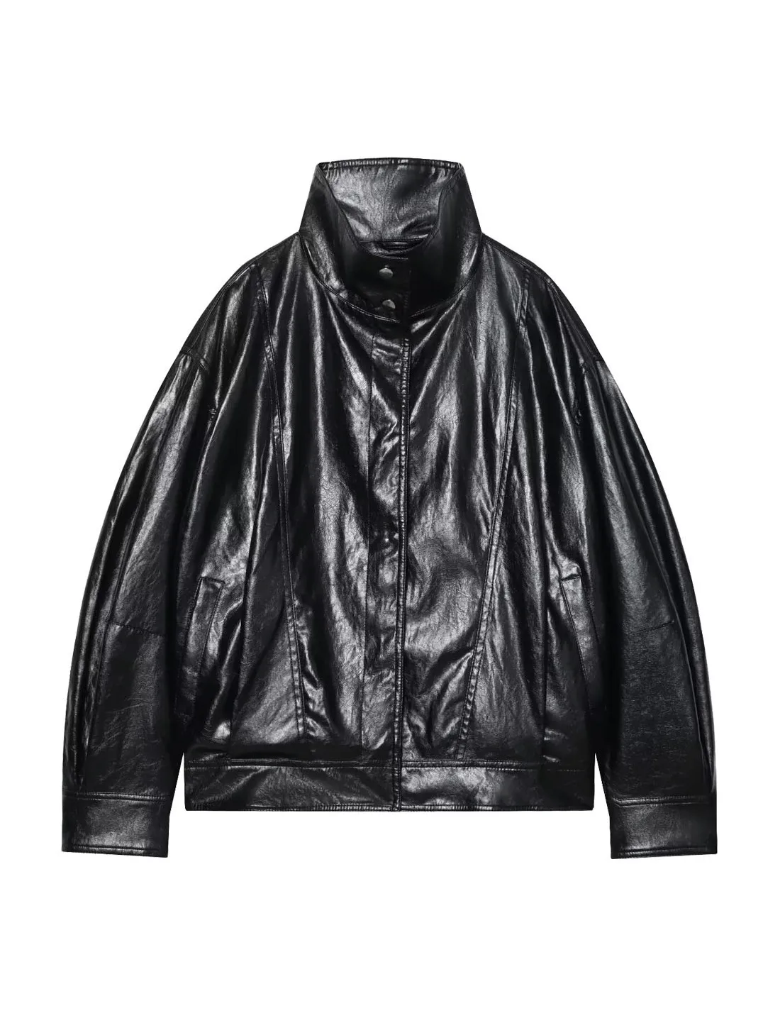 Early Spring New Black High Collar PU Leather Jacket Women's Short Loose Cool Motorcycle Jacket Outerwear Straight Tube Type
Early Spring New Black High Collar PU Leather Jacket Women's Short Loose Cool Motorcycle Jacket Outerwear Straight Tube Type