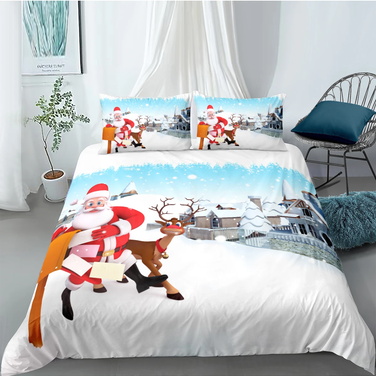 Christmas Comforter Covers 3D White Quilt Cover Set Pillow Cases King Queen Super King Twin Size 140*200cm Santa claus Beddings
Christmas Comforter Covers 3D White Quilt Cover Set Pillow Cases King Queen Super King Twin Size 140*200cm Santa claus Beddings