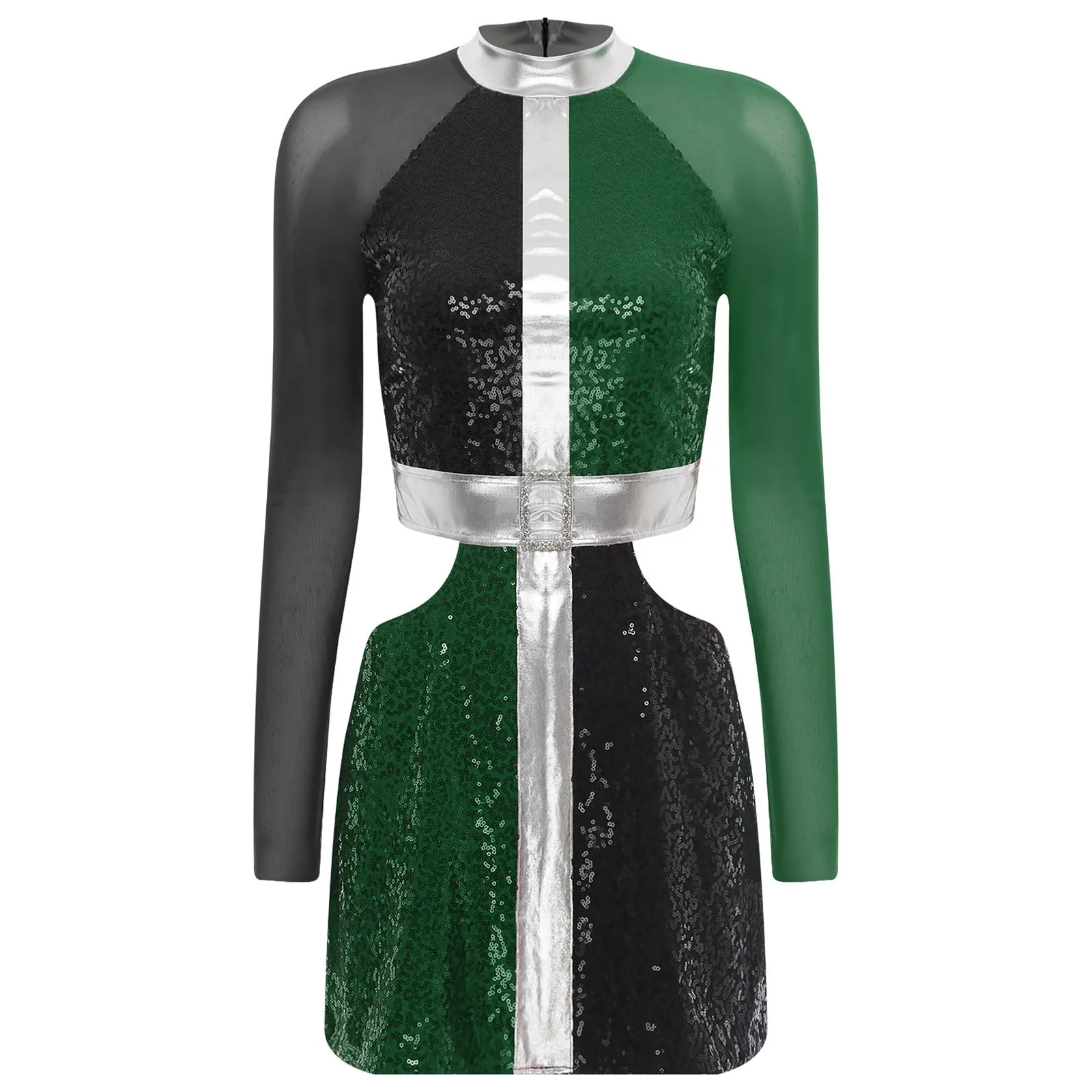 Women 60s Disco Dance Swinging Costume Sheer Mesh Long Sleeve Sequin Cutout Dress for Halloween Carnival Theme Party Performance
Women 60s Disco Dance Swinging Costume Sheer Mesh Long Sleeve Sequin Cutout Dress for Halloween Carnival Theme Party Performance