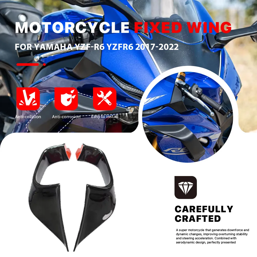 Motorcycle Fixed Wing Spoiler For YAMAHA YZF-R6 YZFR6 2017-2022 ABS Side Winglets Windshield Wing Aerodynamic Aileron Fairing
Motorcycle Fixed Wing Spoiler For YAMAHA YZF-R6 YZFR6 2017-2022 ABS Side Winglets Windshield Wing Aerodynamic Aileron Fairing