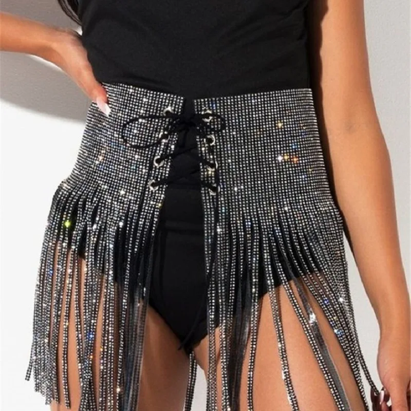 European Bling Rhinestone Selftie Mini Skirts Women High Waist Bandage Diamonds Tassel Sexy Skirts Waist Belts Night Clubwear
European Bling Rhinestone Selftie Mini Skirts Women High Waist Bandage Diamonds Tassel Sexy Skirts Waist Belts Night Clubwear