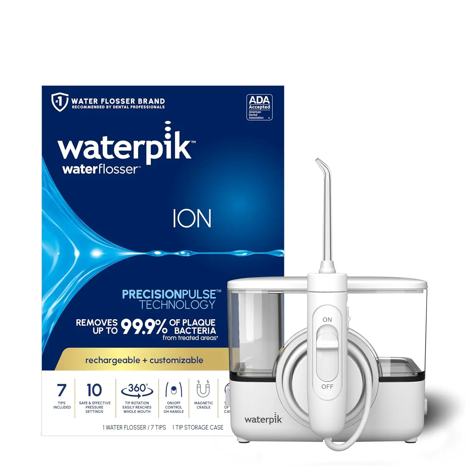 Rechargeable Portable Water Flosser with 10 Settings, 7 Tips for Teeth, Gums, Braces, ADA Accepted
Rechargeable Portable Water Flosser with 10 Settings, 7 Tips for Teeth, Gums, Braces, ADA Accepted