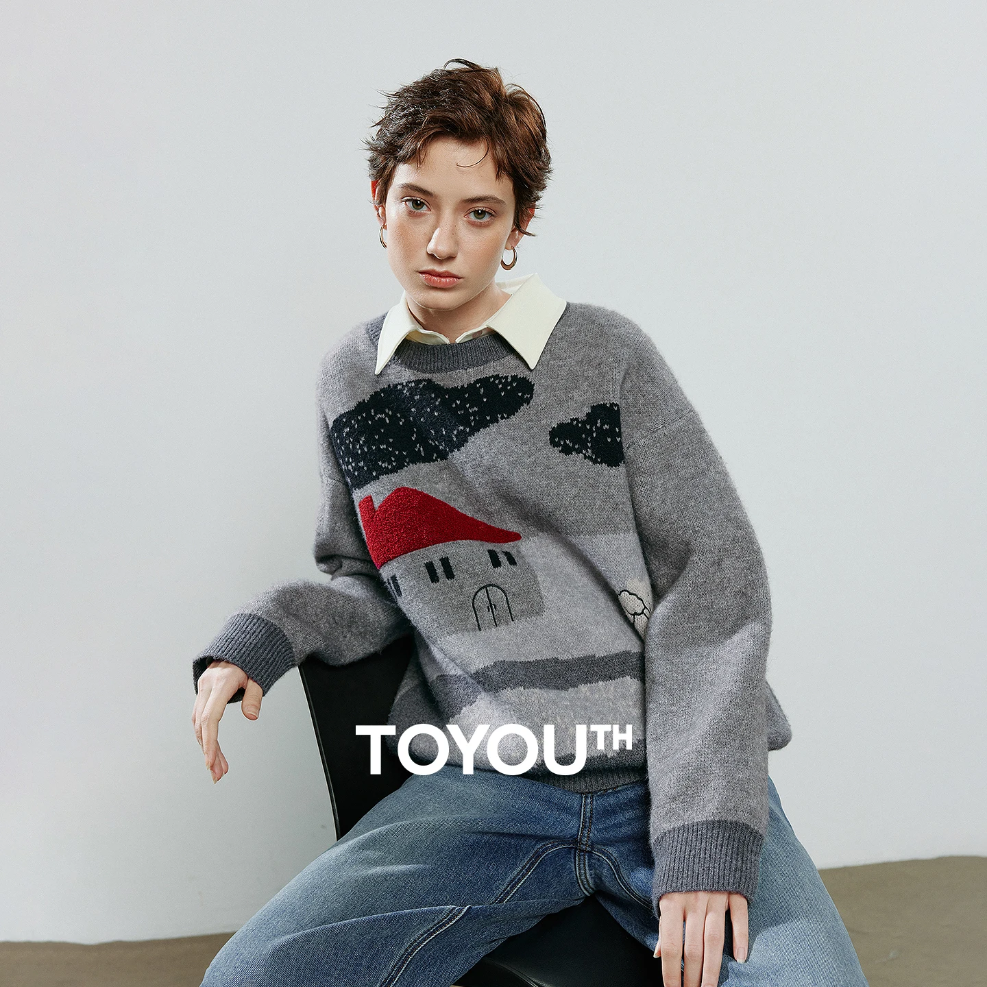 TOYOUTH женские свитера 2025, новинка зимы, игривый мультяшный облачный дом, свободные флисовые топы с рисунком ягненка
TOYOUTH женские свитера 2025, новинка зимы, игривый мультяшный облачный дом, свободные флисовые топы с рисунком ягненка