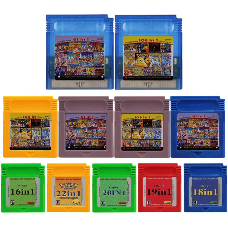 GBC Video Game Cartridge Console Card Game Compilation 61 IN 1 108 IN 1 Super 22 18 in 1 for GBC
GBC Video Game Cartridge Console Card Game Compilation 61 IN 1 108 IN 1 Super 22 18 in 1 for GBC