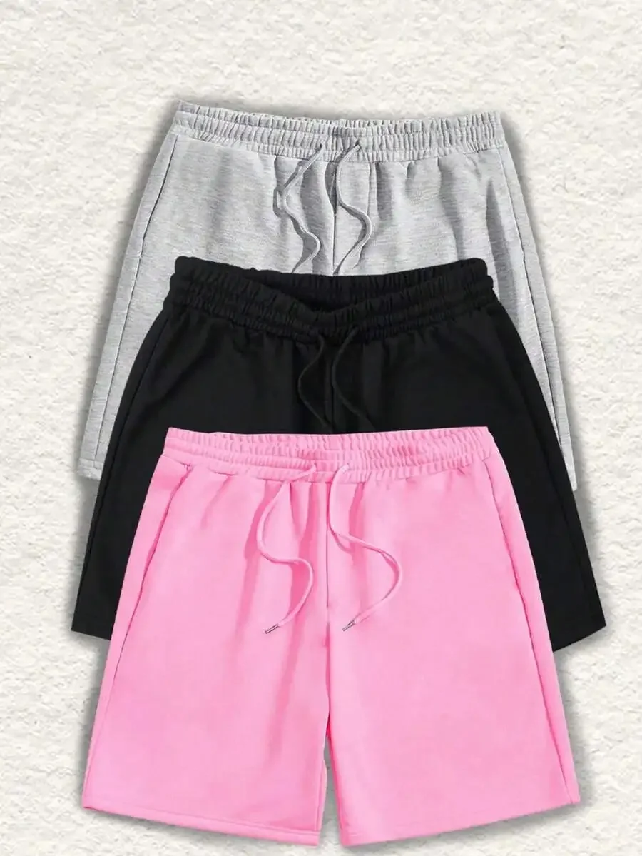 Three-Pack Solid Color Elastic Waist Drawstring Loose Lounge Shorts
Three-Pack Solid Color Elastic Waist Drawstring Loose Lounge Shorts
