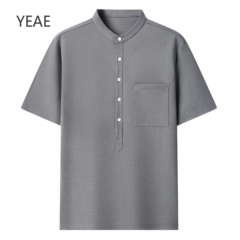 YEAE Summer 2025 New Stand-up Collar Men's Cotton T-shirt Single-breasted Simple and Elegant Short-sleeved Top Designer Clothes
YEAE Summer 2025 New Stand-up Collar Men's Cotton T-shirt Single-breasted Simple and Elegant Short-sleeved Top Designer Clothes