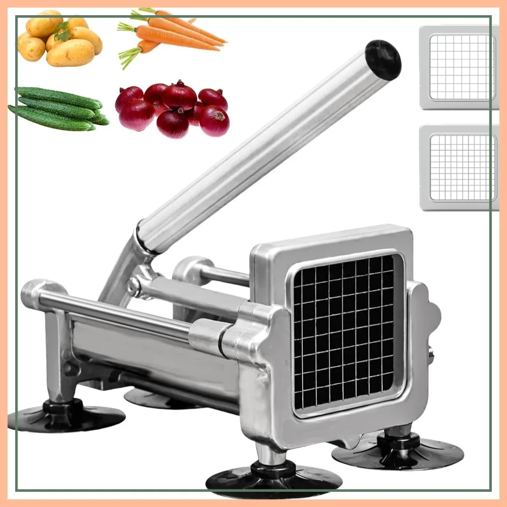 Commercial French Fry Cutter Heavy Duty Potato Slicer with 3/8, 1/4, 1/2 Inch Blades, Stainless Steel, Suction Feet for Potatoes, Carrots, Yams, Cucumbers
Commercial French Fry Cutter Heavy Duty Potato Slicer with 3/8, 1/4, 1/2 Inch Blades, Stainless Steel, Suction Feet for Potatoes, Carrots, Yams, Cucumbers