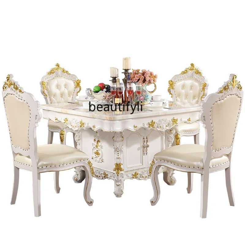 B03 European marble square table American villa restaurant water-based paint carving household with drawers storage
B03 European marble square table American villa restaurant water-based paint carving household with drawers storage